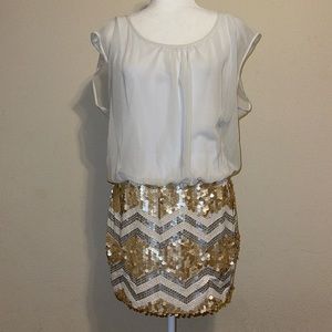 As U Wish Minidress - blouson top with sequins skirt bottoms
